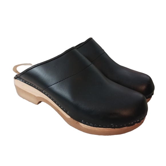 Source Unknown Shoes Mens Black Leather Work Clogs Like Danskos
